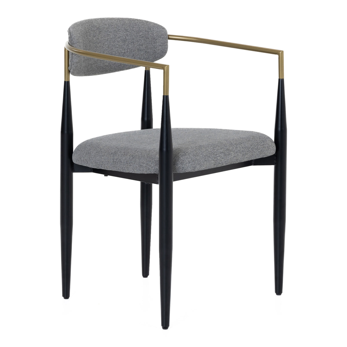 Buchtel Mid-Century Modern Medium Grey + Gold Arm + Black Dining Chair