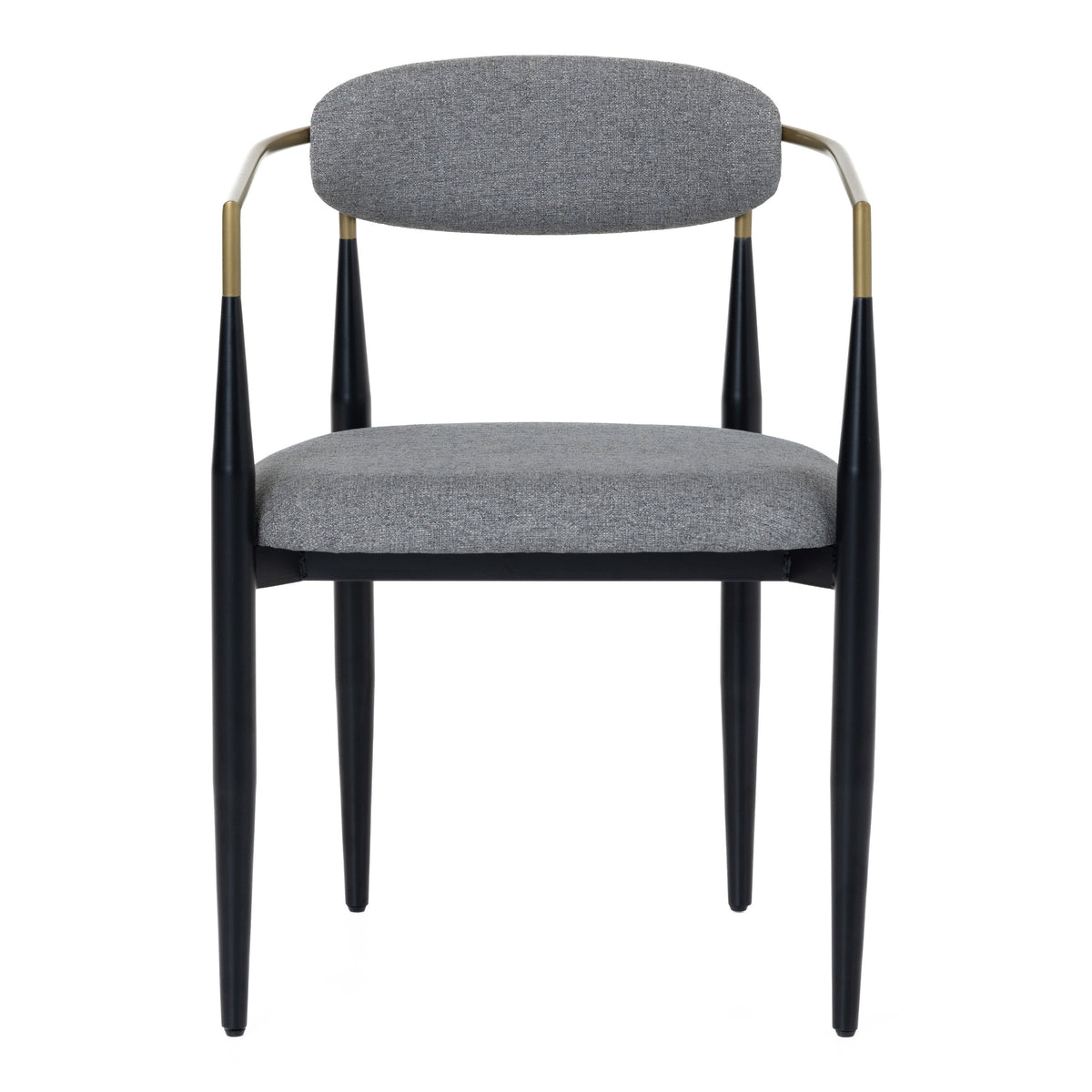 Buchtel Mid-Century Modern Medium Grey + Gold Arm + Black Dining Chair