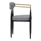 Buchtel Mid-Century Modern Medium Grey + Gold Arm + Black Dining Chair