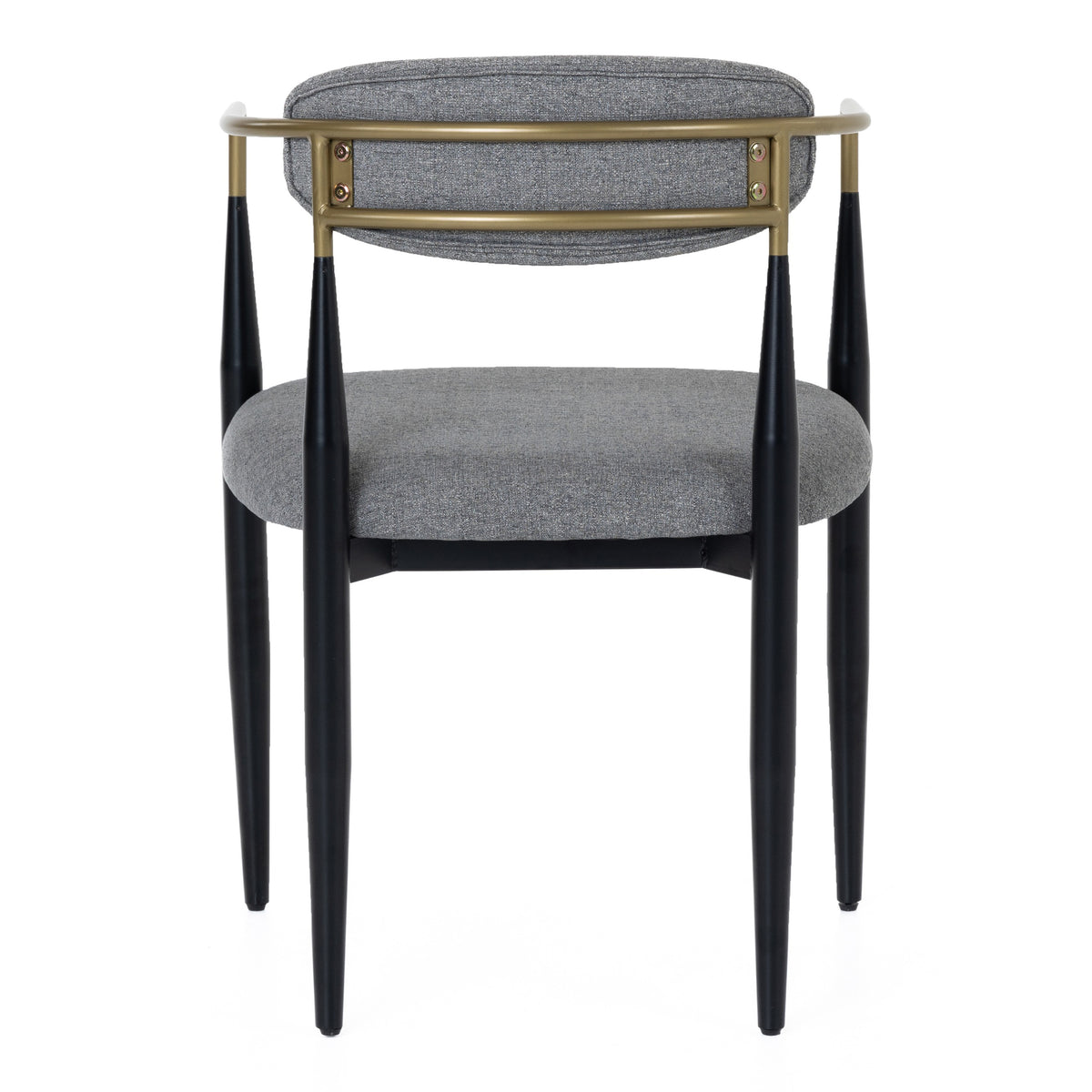 Buchtel Mid-Century Modern Medium Grey + Gold Arm + Black Dining Chair