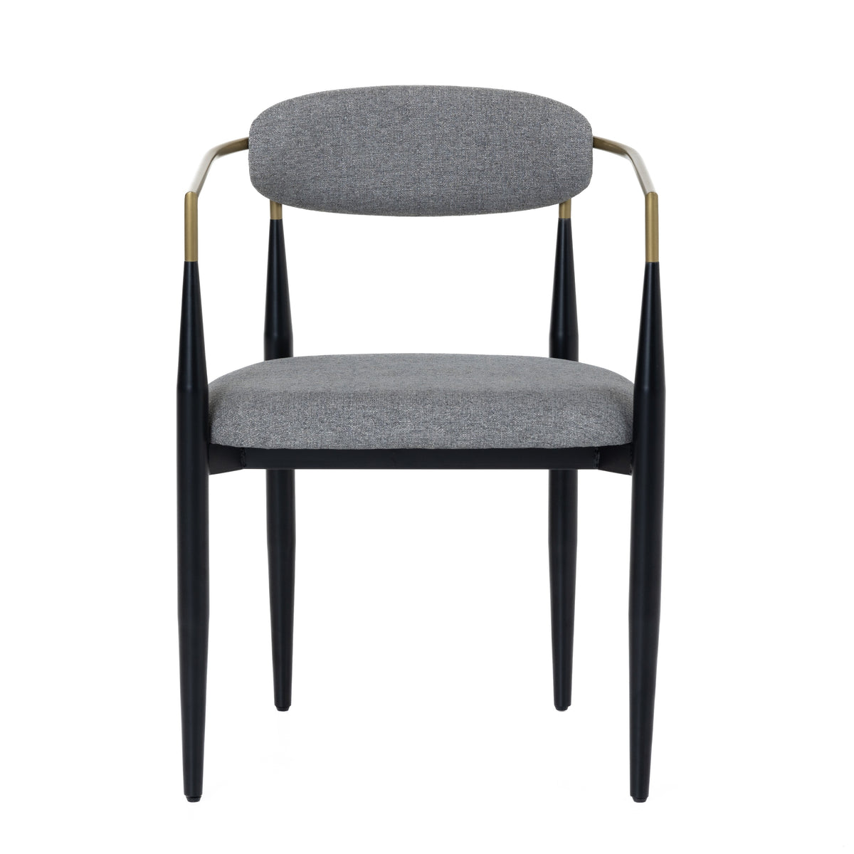 Buchtel Mid-Century Modern Medium Grey + Gold Arm + Black Dining Chair