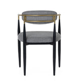 Buchtel Mid-Century Modern Medium Grey + Gold Arm + Black Dining Chair