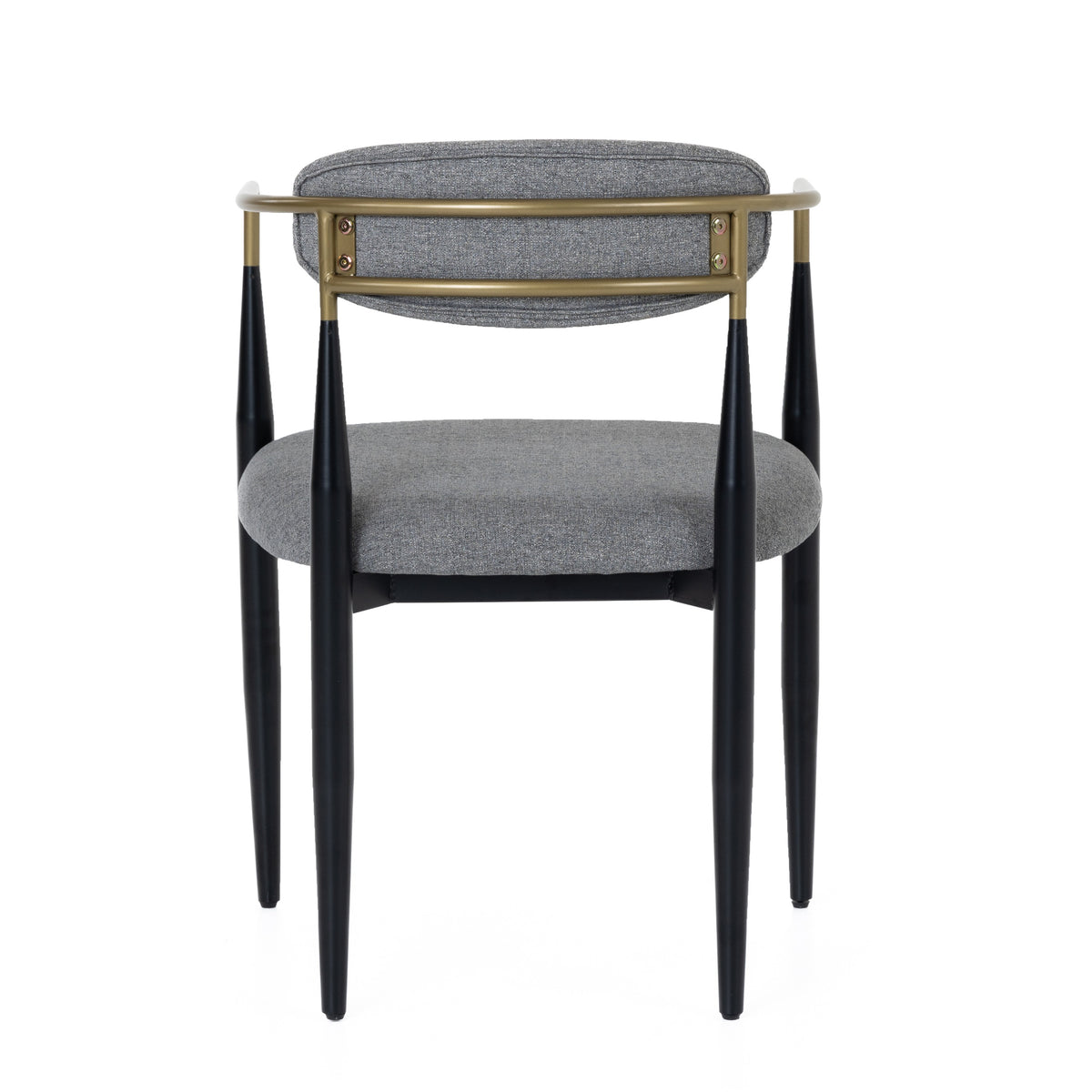Buchtel Mid-Century Modern Medium Grey + Gold Arm + Black Dining Chair