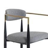Buchtel Mid-Century Modern Medium Grey + Gold Arm + Black Dining Chair