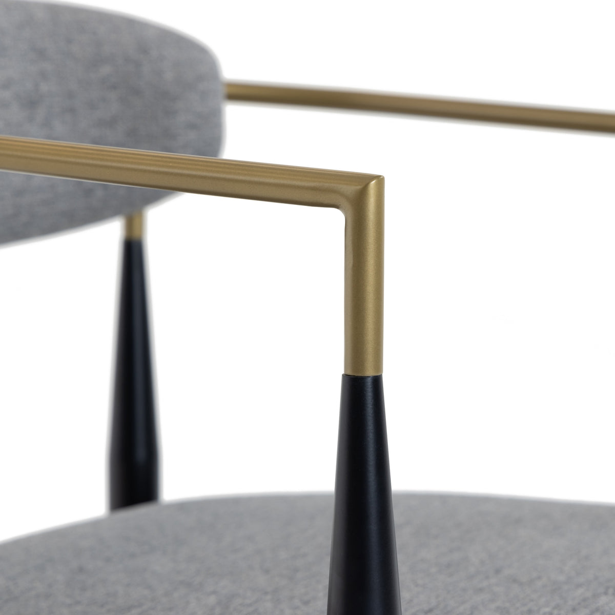 Buchtel Mid-Century Modern Medium Grey + Gold Arm + Black Dining Chair