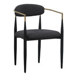 Buchtel Mid-Century Modern Dark Grey + Gold Arm + Black Dining Chair