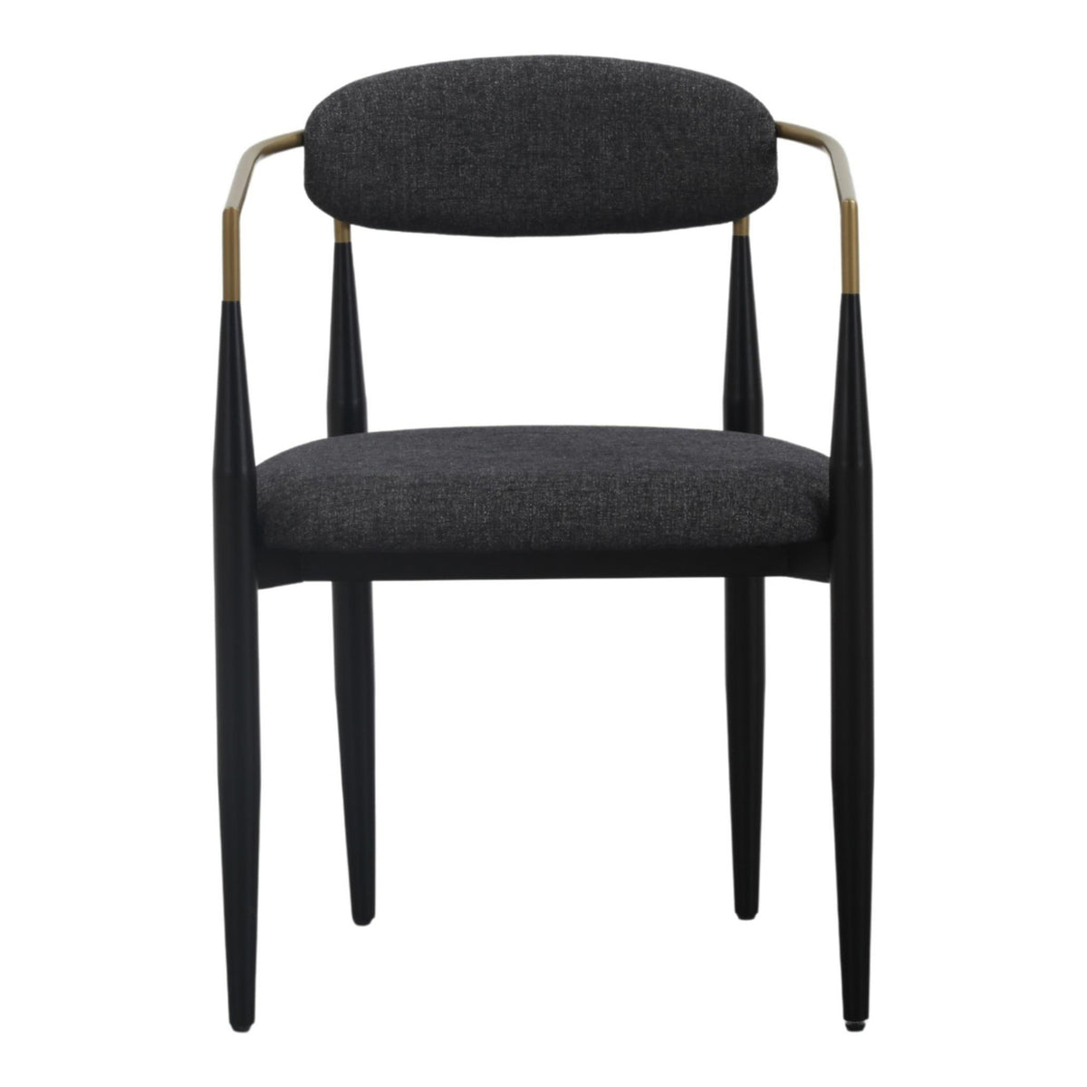 Buchtel Mid-Century Modern Dark Grey + Gold Arm + Black Dining Chair