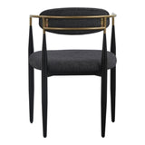 Buchtel Mid-Century Modern Dark Grey + Gold Arm + Black Dining Chair
