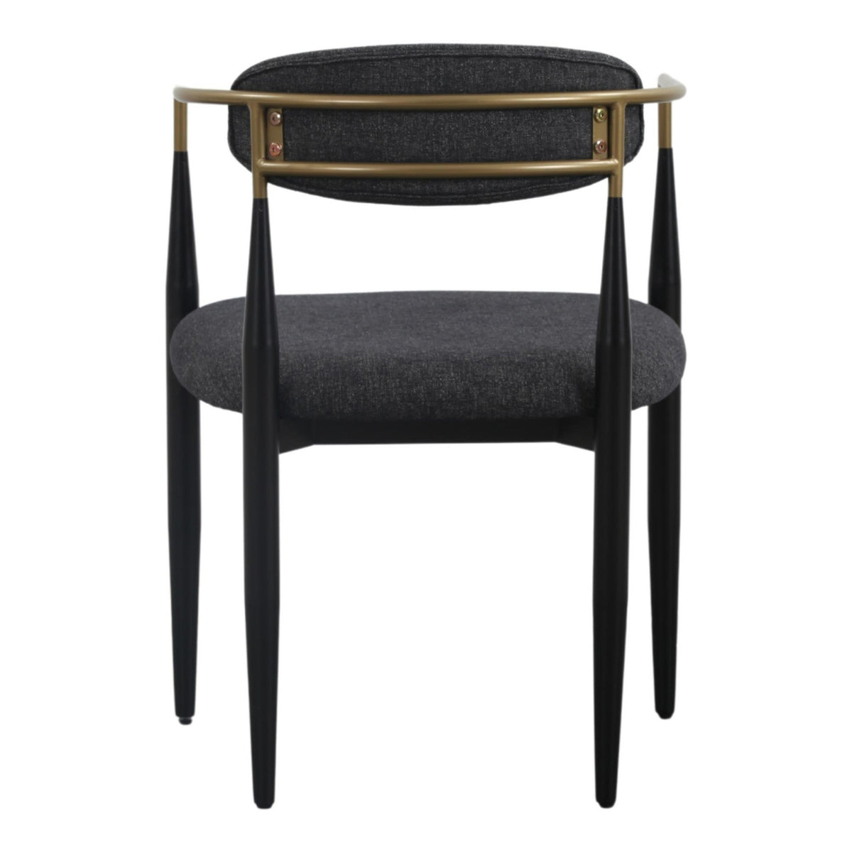 Buchtel Mid-Century Modern Dark Grey + Gold Arm + Black Dining Chair