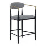 Buchtel Mid-Century Modern Medium Grey + Gold Arm + Black Counter Chair