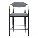 Buchtel Mid-Century Modern Medium Grey + Gold Arm + Black Counter Chair