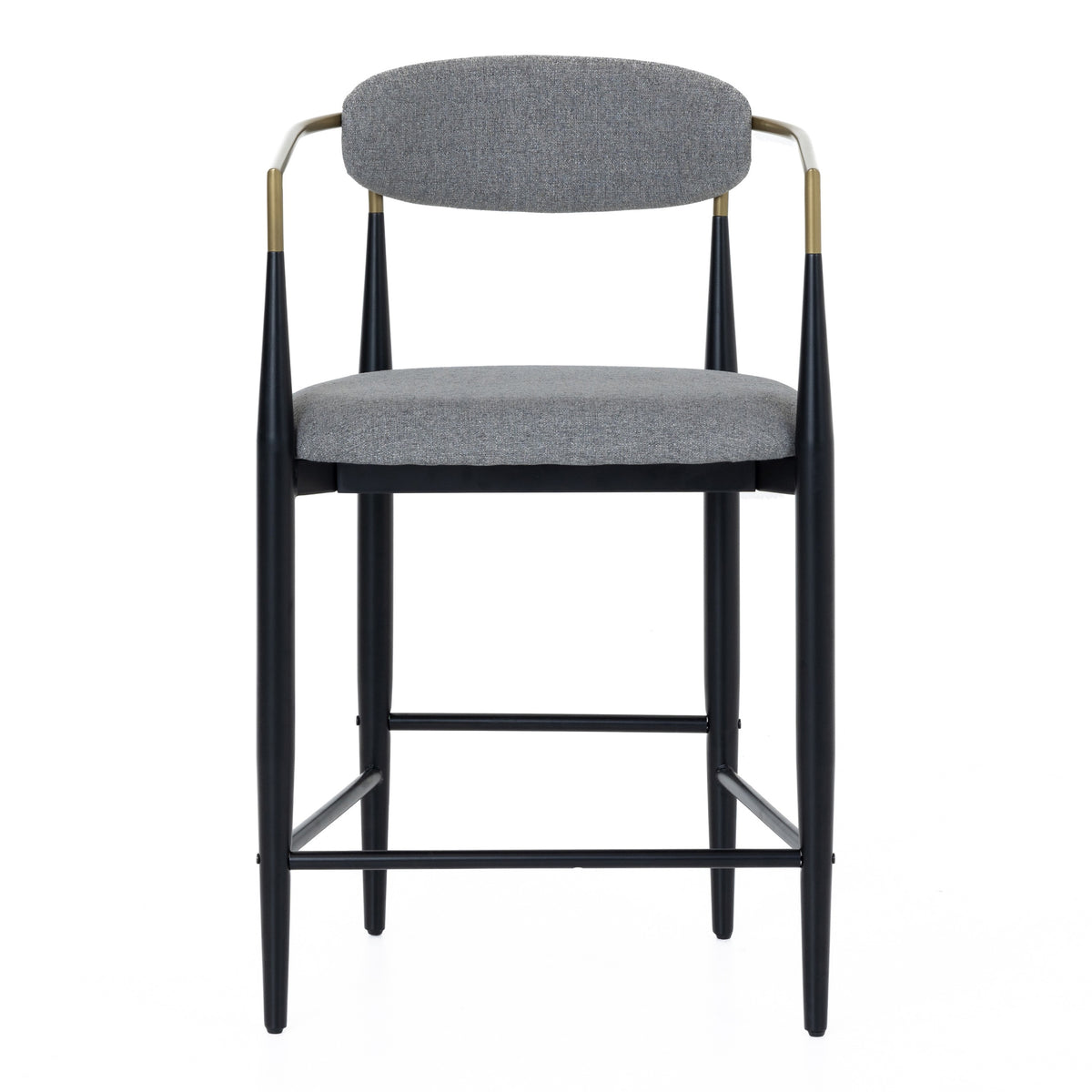 Buchtel Mid-Century Modern Medium Grey + Gold Arm + Black Counter Chair