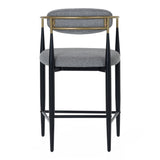 Buchtel Mid-Century Modern Medium Grey + Gold Arm + Black Counter Chair