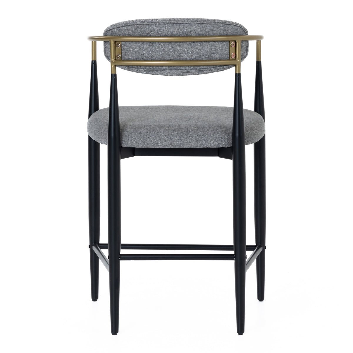 Buchtel Mid-Century Modern Medium Grey + Gold Arm + Black Counter Chair