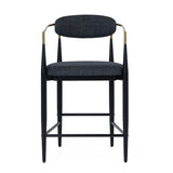 Buchtel Mid-Century Modern Dark Grey + Gold Arm + Black Counter Chair