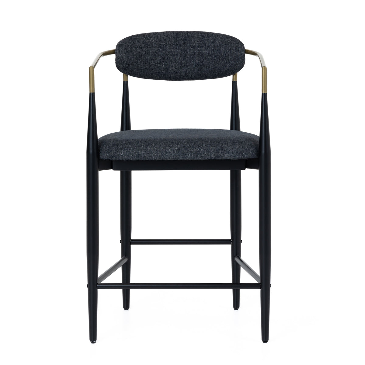 Buchtel Mid-Century Modern Dark Grey + Gold Arm + Black Counter Chair