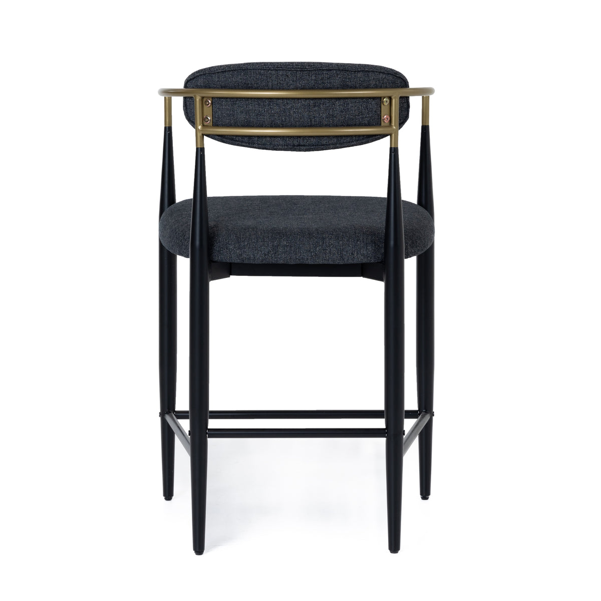 Buchtel Mid-Century Modern Dark Grey + Gold Arm + Black Counter Chair
