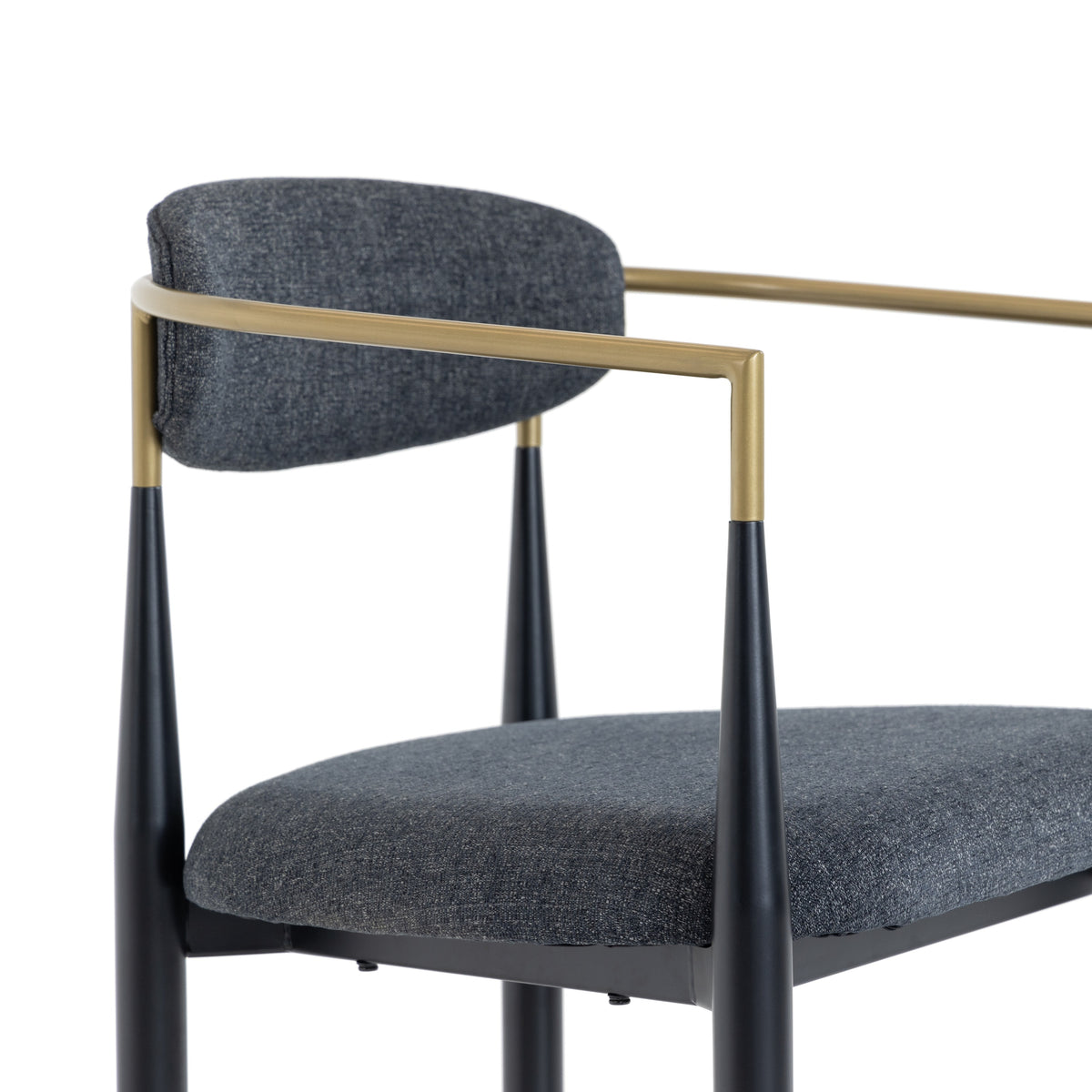 Buchtel Mid-Century Modern Dark Grey + Gold Arm + Black Counter Chair
