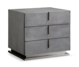 Buckley Modern Cracked Grey 3-Drawer Nightstand