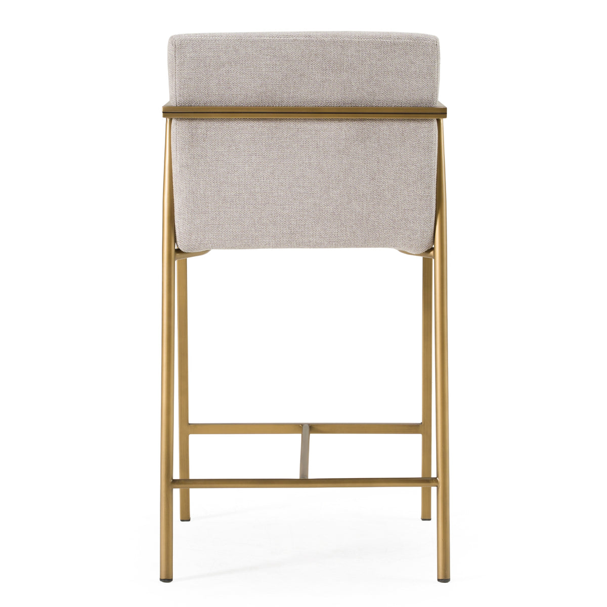 Burnham- Contemporary Light Grey Fabric + Brass Counter Stool