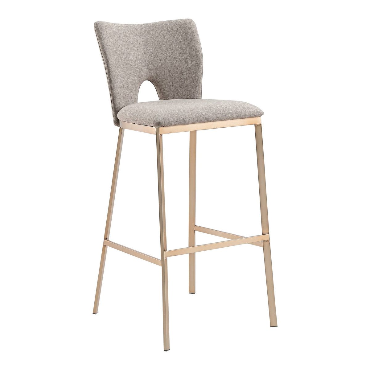 Burton Glam Greige Fabric + Brass Bar Stool (Set of 2)