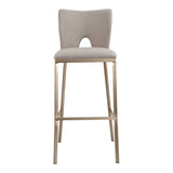 Burton Glam Greige Fabric + Brass Bar Stool (Set of 2)