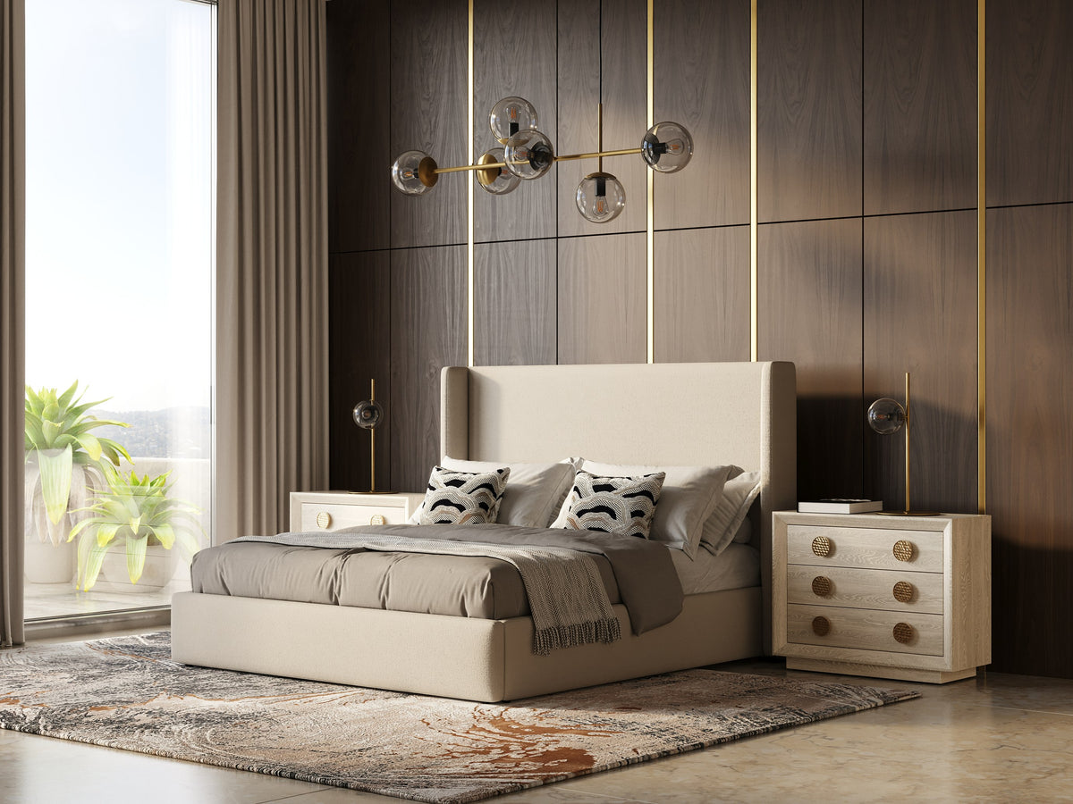 Byrne Modern Beige Fabric Bed
