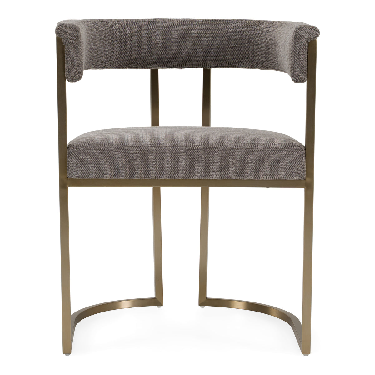 Byron Modern Grey Fabric + Antique Brass Dining Chair
