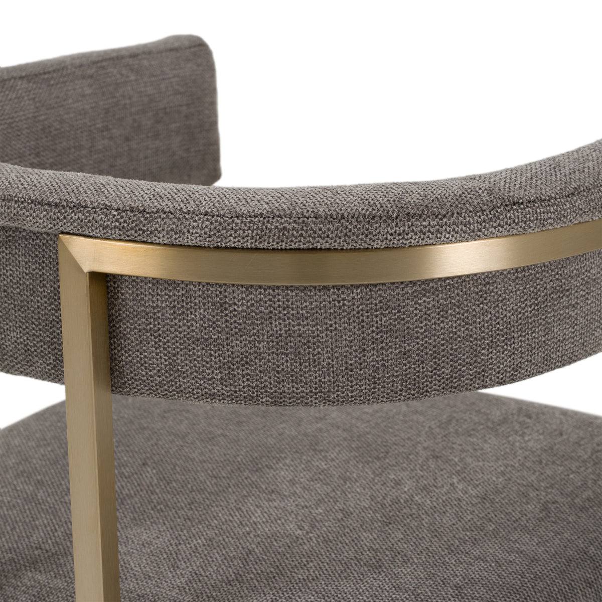 Byron Modern Grey Fabric + Antique Brass Dining Chair