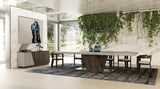 Cairo Italian Modern Faux Marble & Pecan Elm Extendable Dining Table