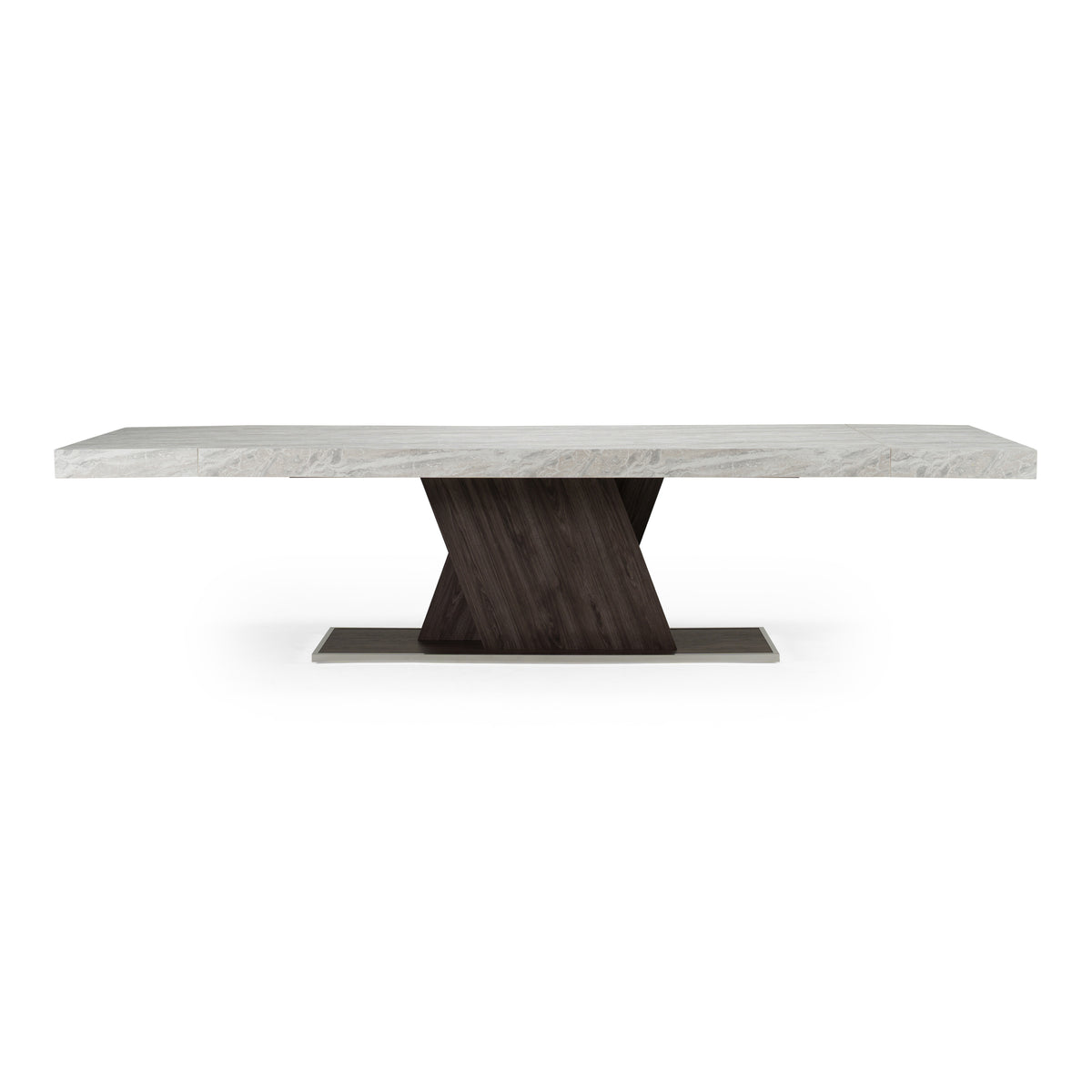 Cairo Italian Modern Faux Marble & Pecan Elm Extendable Dining Table