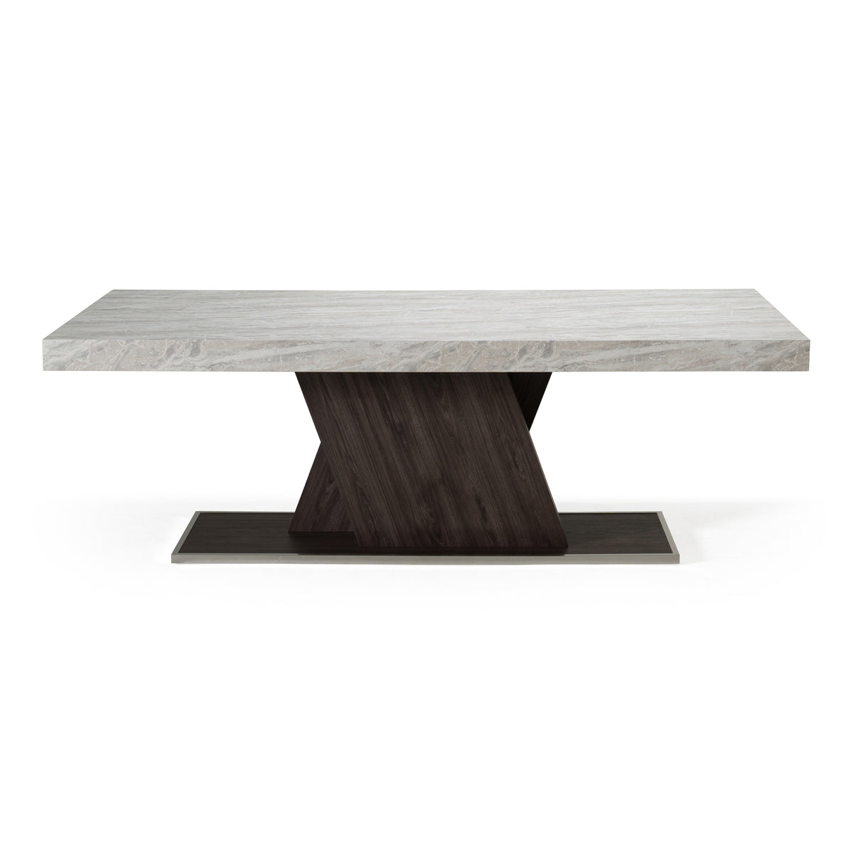 Cairo Italian Modern Faux Marble & Pecan Elm Extendable Dining Table