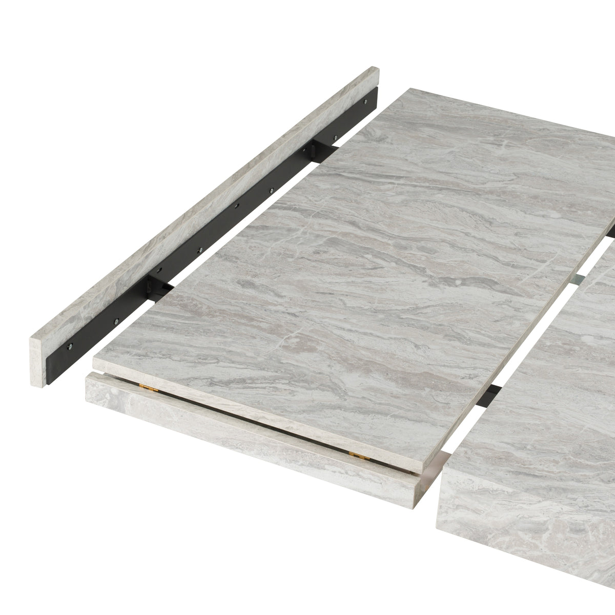 Cairo Italian Modern Faux Marble & Pecan Elm Extendable Dining Table