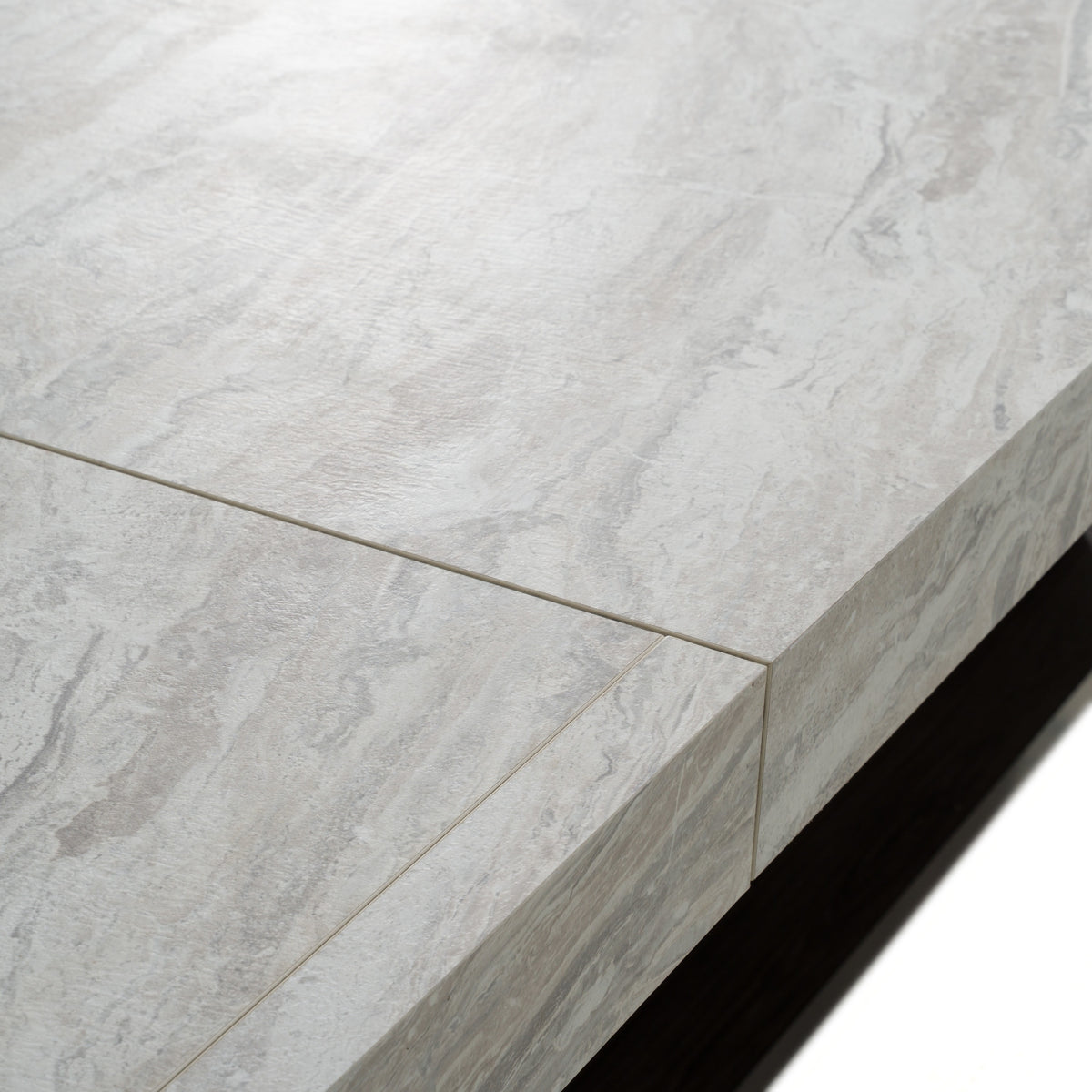 Cairo Italian Modern Faux Marble & Pecan Elm Extendable Dining Table