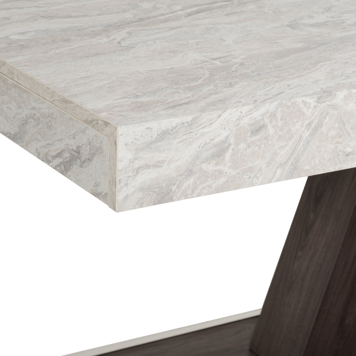 Cairo Italian Modern Faux Marble & Pecan Elm Extendable Dining Table