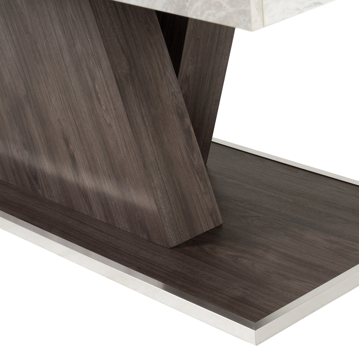 Cairo Italian Modern Faux Marble & Pecan Elm Extendable Dining Table