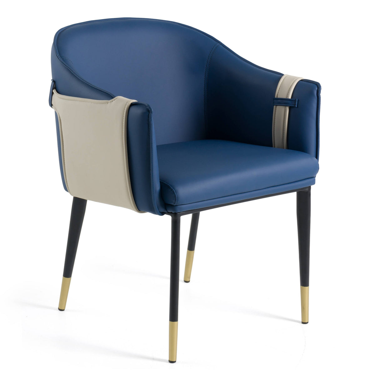 Mielcasa | Blue Modrest Calderon Blue & Beige Vegan Leather Dining Chair | SKU VGVCB065-BLU-DC | MPN: 78528 | Free Delivery & Free Return