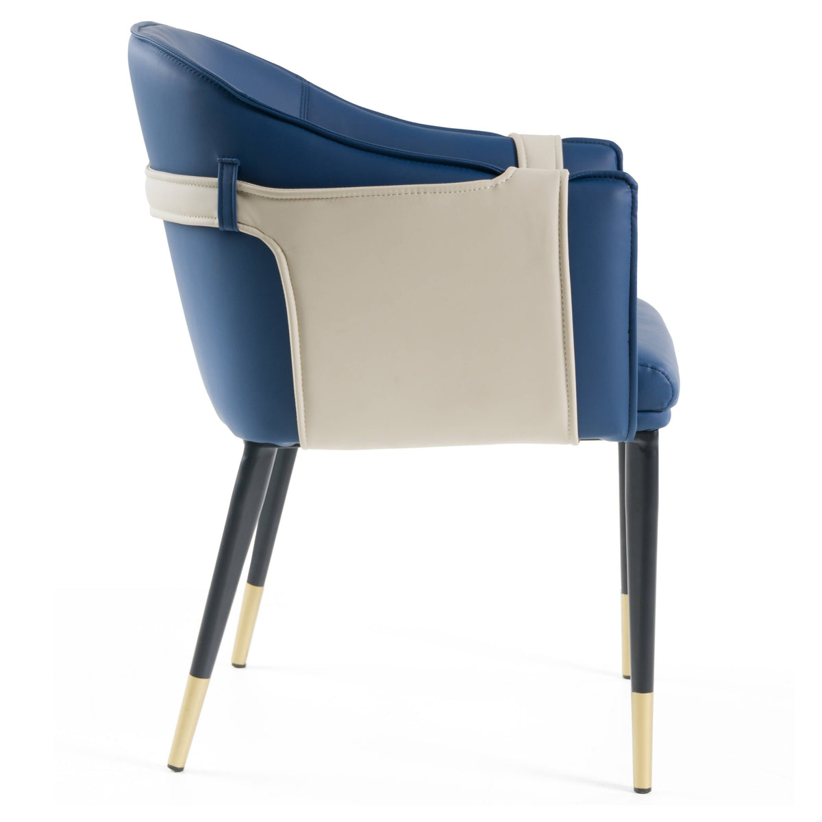 Calderon Blue & Beige Vegan Leather Dining Chair
