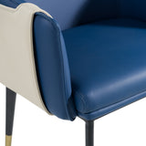 Modrest Calderon Blue & Beige Vegan Leather Dining Chair