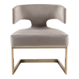 Calvo Modern Off-White Velvet & Brass Dining Chair