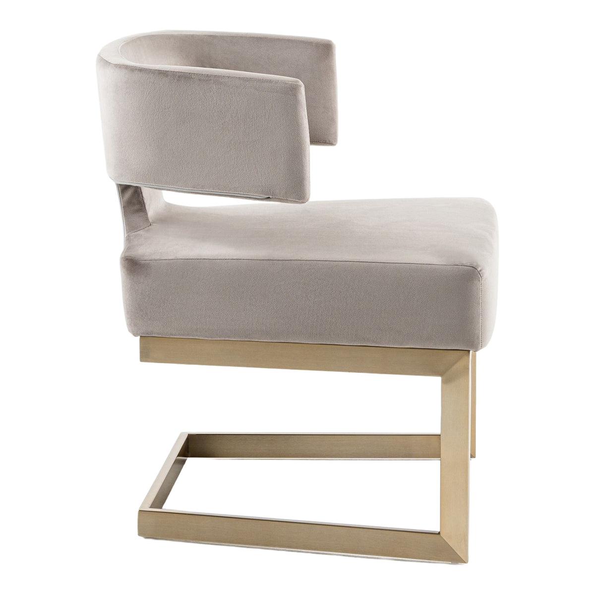 Calvo Modern Off-White Velvet & Brass Dining Chair