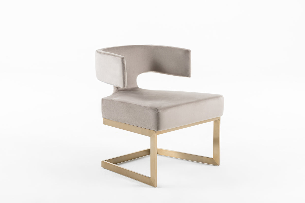 Calvo Modern Off-White Velvet & Brass Dining Chair