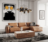 Cambria Modern RAF Cognac Leather Sectional Sofa