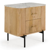 Cambridge White Marble & Mango 2 Drawer Nightstand