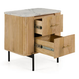 Cambridge White Marble & Mango 2 Drawer Nightstand