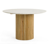 Cambridge White Marble & Mango Round Dining Table