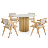 Cambridge White Marble & Mango Round Dining Table