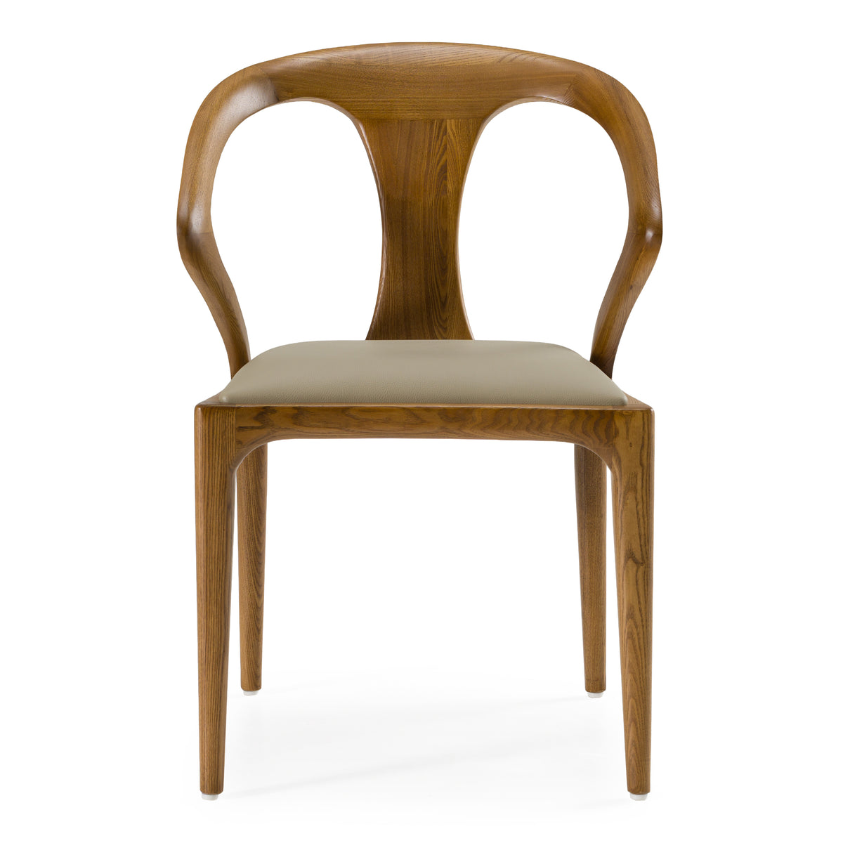 Campbell Mid-Century Modern Taupe Leatherette & Walnut Dining Chair