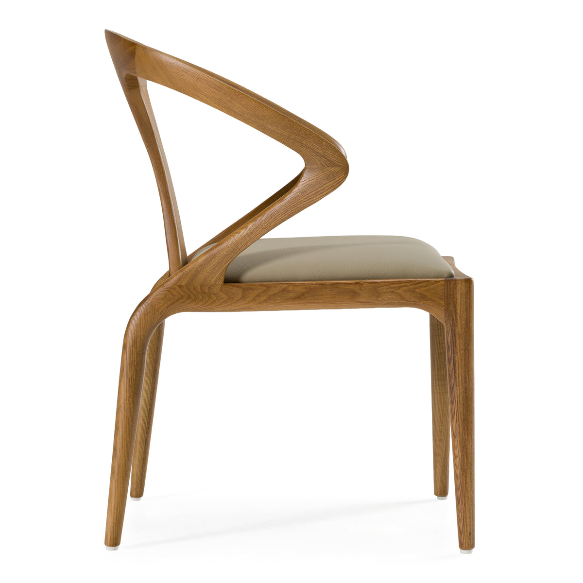 Campbell Mid-Century Modern Taupe Leatherette & Walnut Dining Chair