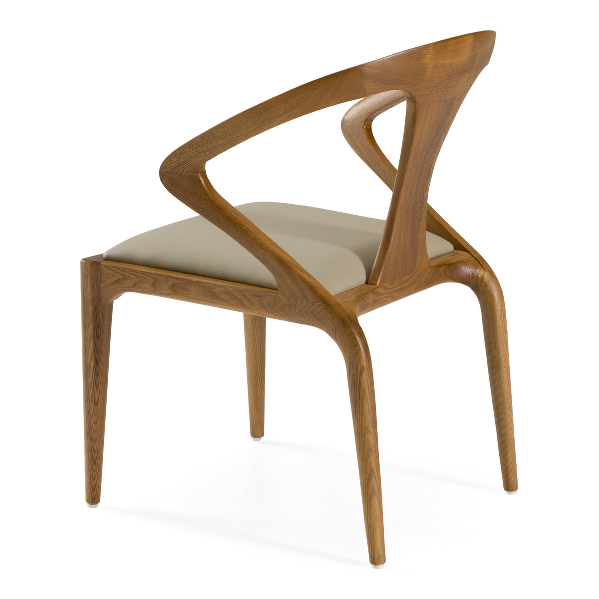 Campbell Mid-Century Modern Taupe Leatherette & Walnut Dining Chair